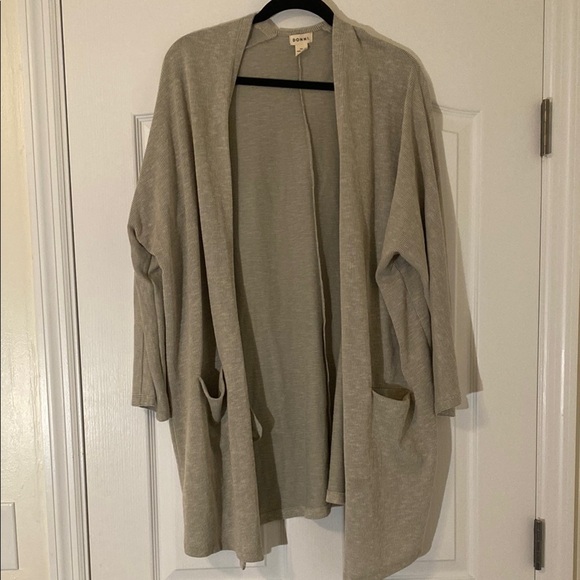 DONNI Open Front Longline Cardigan One Size Textured Ribbed Anthropology - Picture 1 of 7